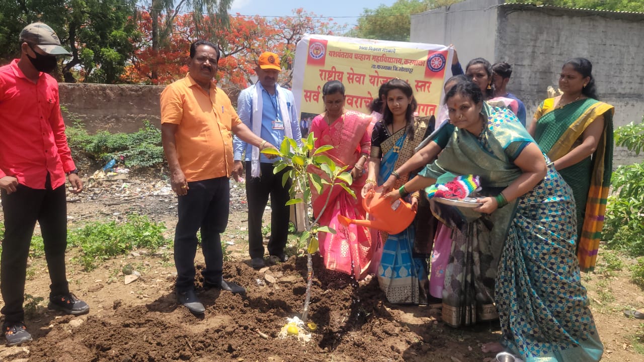 Plantation of banyan trees on the occasion of Vatpurnima in Yashwantrao Chavan College