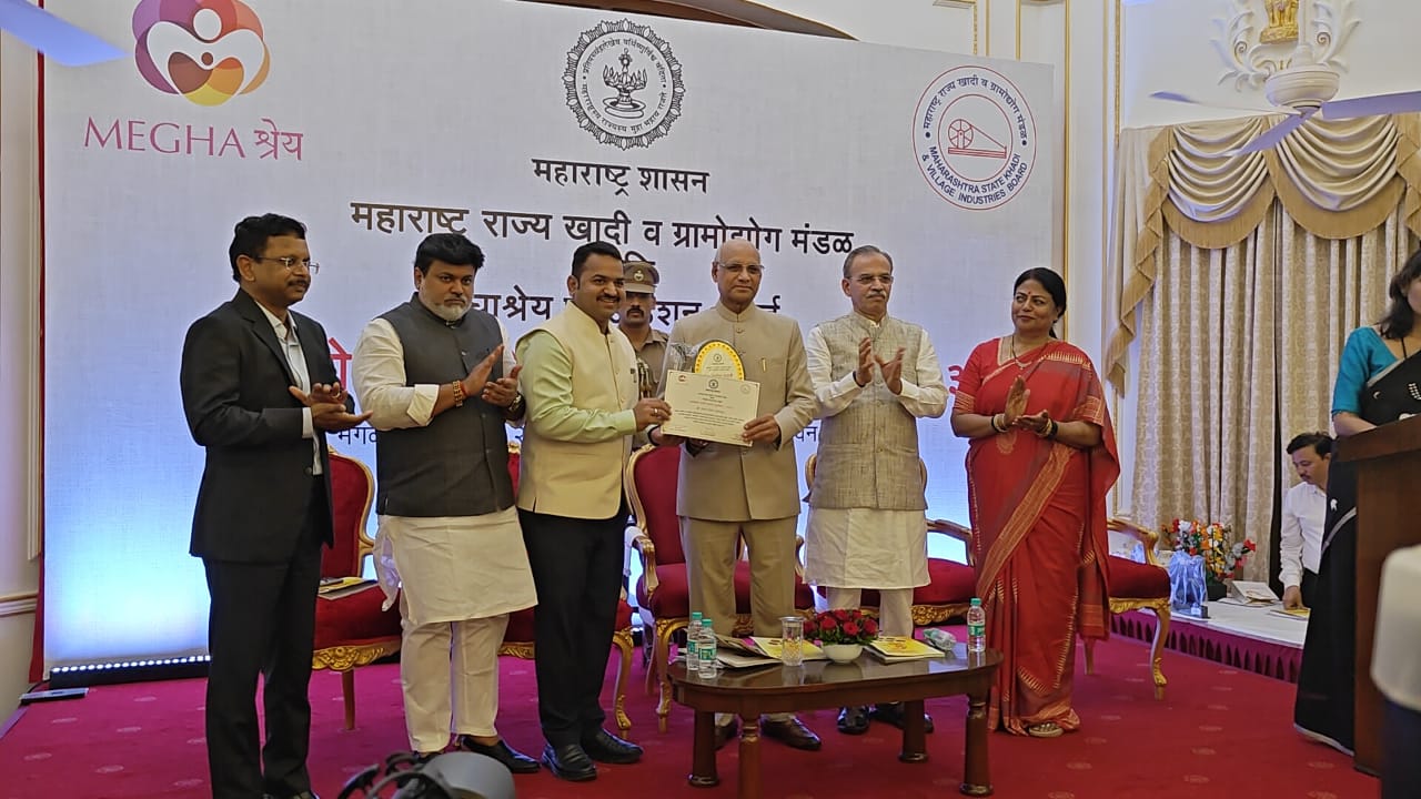 Gramodyog Bharari Award given to Mangesh Chivte by the Governor